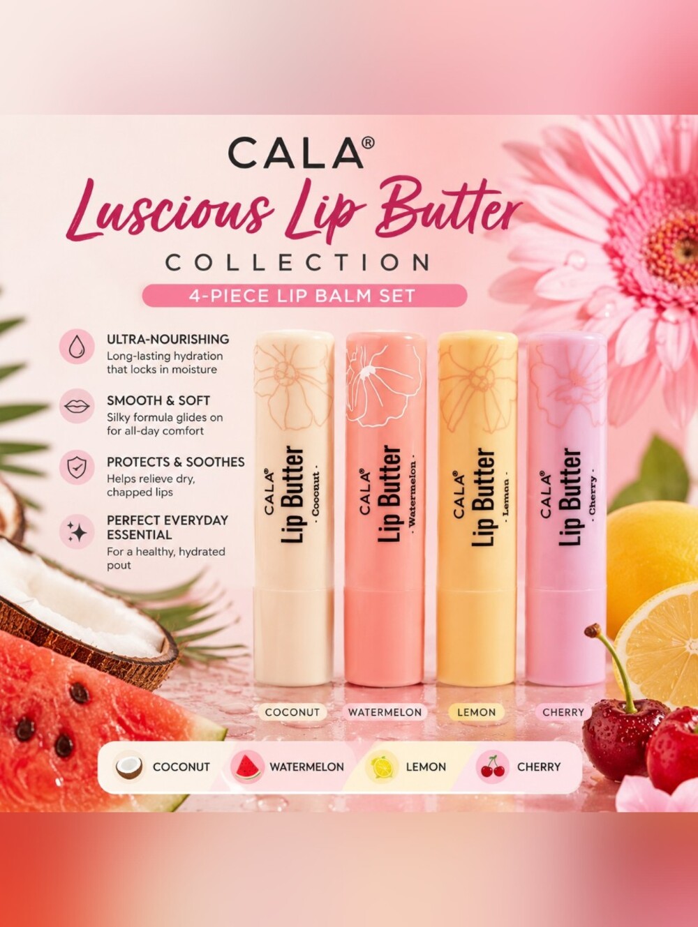 NEW ARRIVAL ⚡Cala Luscious Lip Butter Lip Balm Collection Set Of 4